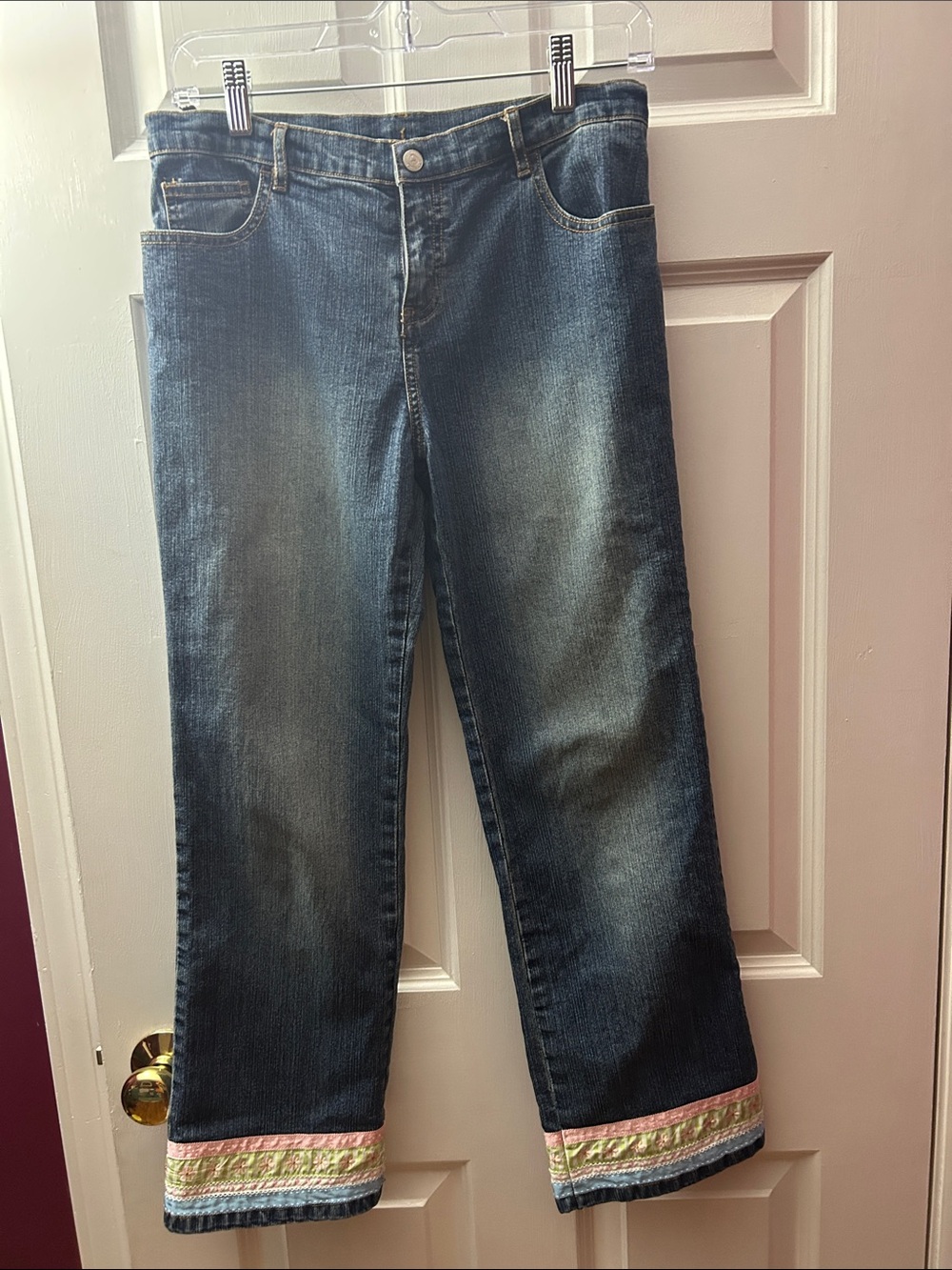 Vintage Lilly Pulitzer Ribbon Trim Denim Jeans Girls 14 / Women’s 0-2